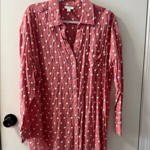 J. Jill Pink Polka Dot Button Down Shirt